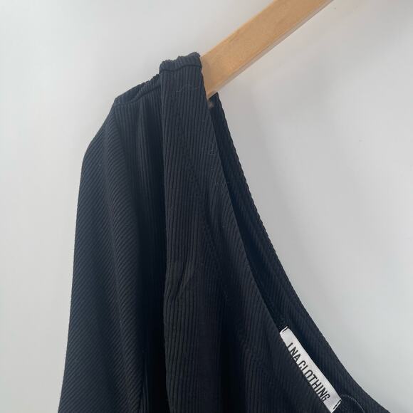 LNA CLOTHING Dress Size 1X Plus Size Milou One Shoulder Ribbed Black Curvy NWT - Picture 8 of 14